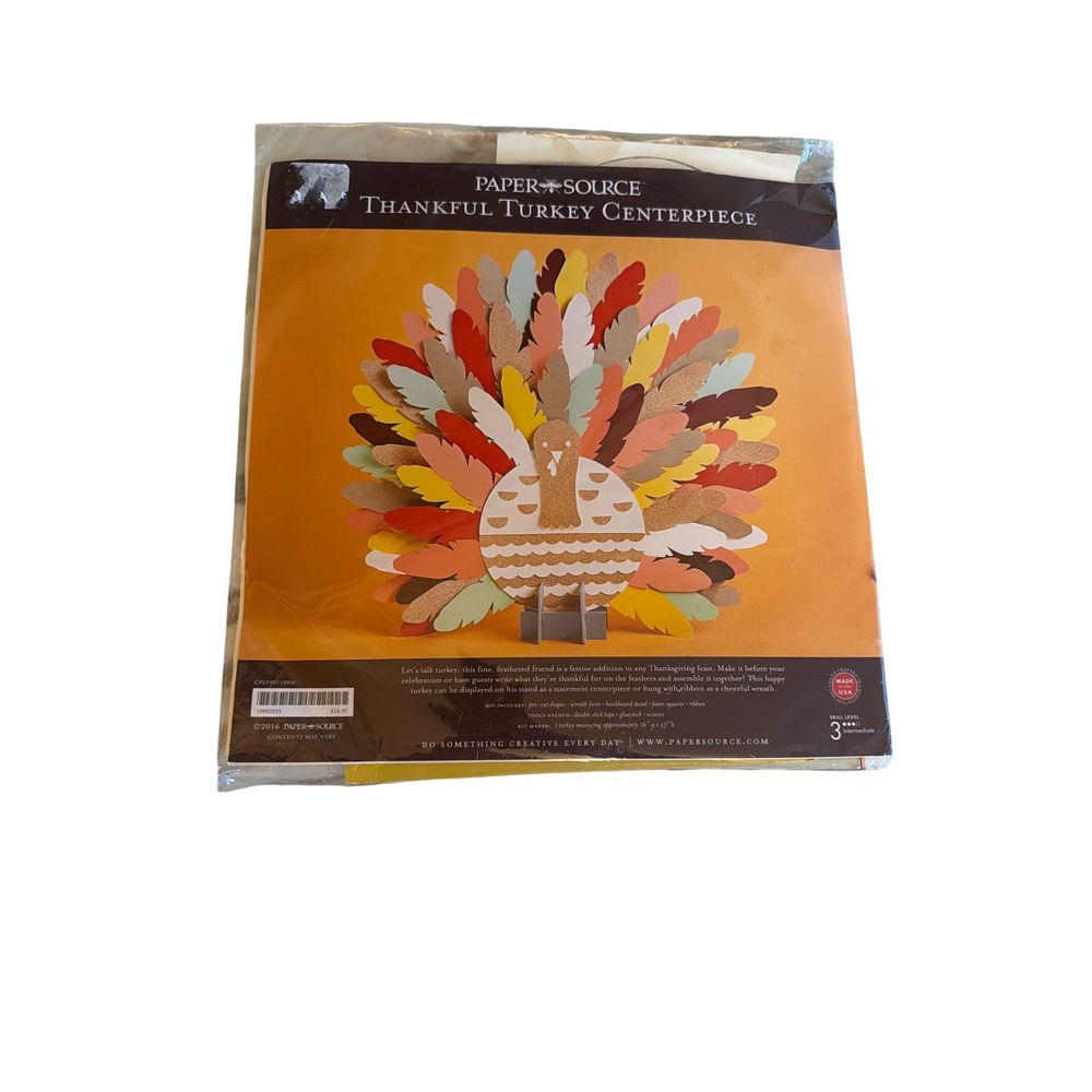 Paper Source Thanksgiving Turkey Centerpiece Kit Multicolor DIY Craft 10002035